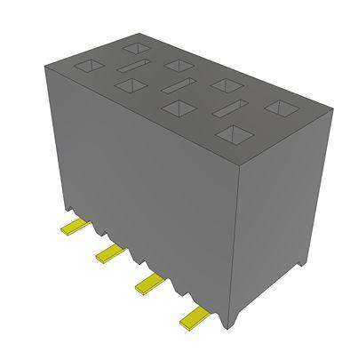 SSM-104-L-DV-LC Samtec SSM Series Vertical Surface Mount PCB Socket, 8-Contact, 2-Row, 2.54mm Pitch, SMT Termination