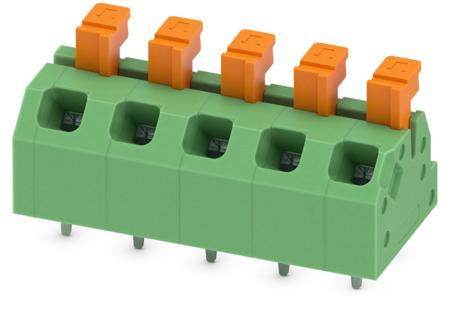 1864464 Phoenix Contact SPTAF 1/ 5-5.0-LL Series PCB Terminal Block, 5-Contact, 5mm Pitch, Through Hole Mount, 2-Row