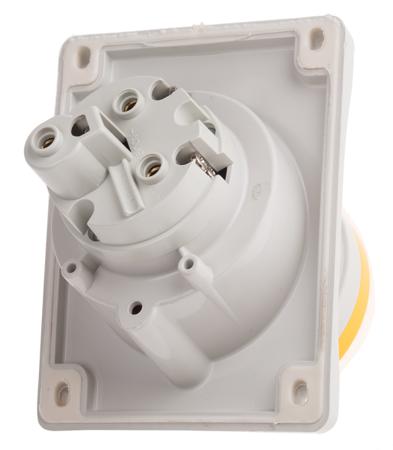 413-3260 Scame IP44 Yellow Panel Mount 2P + E Heavy Duty Power Connector Socket, Rated At 32A, 110 V