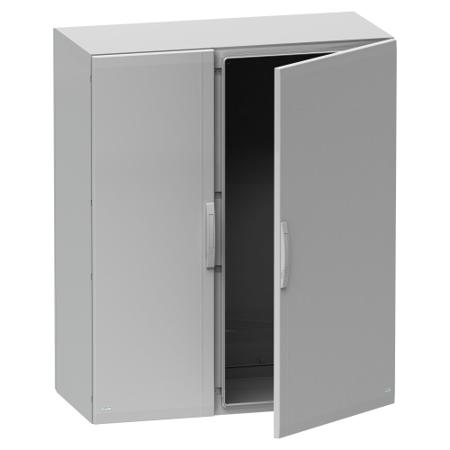 NSYPLA10124G Schneider Electric Thalassa Series Fibreglass Reinforced Polyester Double-Door-Door Floor Standing Enclosure, Opaque