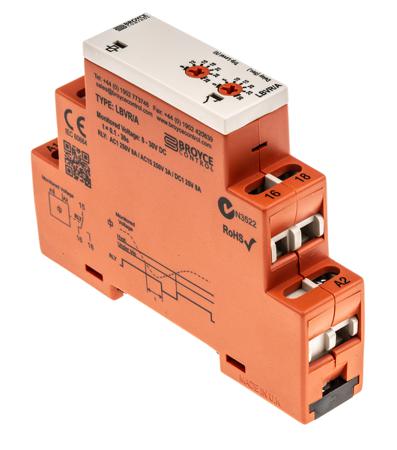 LBVR-A--12-24VDC Broyce Control Voltage Monitoring Relay with SPDT Contacts, 8 → 30 V dc