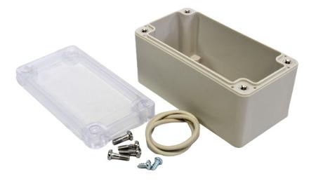 RP1045C Hammond RP Series Light Grey ABS General Purpose Enclosure, IP65, Clear Lid, 95 x 50 x 50mm