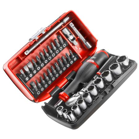 RL.NANO1 Facom 38-Piece Metric 1/4 in Standard Socket/Bit Set with Ratchet, 6 point