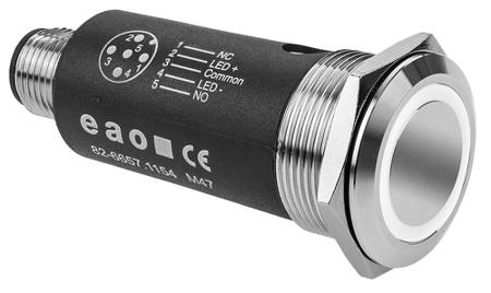 82-6657.2154 EAO 82 Series Illuminated Illuminated Push Button Switch, Latching, Panel Mount, 22mm Cutout, SPDT, White LED, 35V,