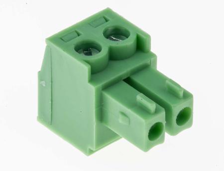 897-1070 RS PRO, 3.81mm Pitch, 2 Way, Right Angle, Pluggable Terminal Block, Plug, Through Hole, Screw Termination