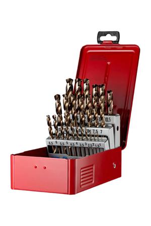 A295225 Dormer 25-Piece Jobber Drill Set for Multi-Material, 13mm Max, 1mm Min, Cobalt Steel Bits