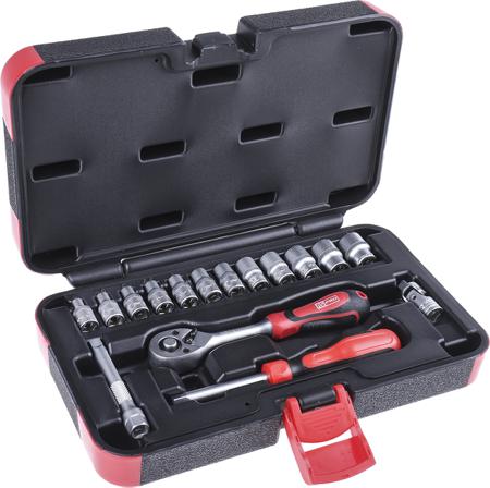 623-6413 RS PRO 16-Piece Metric 1/4 in Standard Socket Set with Ratchet, 6 point