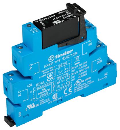 38.31.7.024.9024 Finder 38 Series Interface Relay Module, DIN Rail Mount, 24V dc Coil, SPST, 1-Pole, 5/40A Load