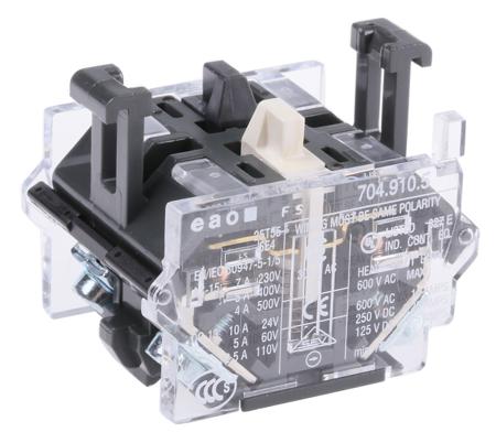 704.910.5 EAO 704 Series Contact Block for Use with 04 Series, 500V ac, 1NO + 1NC
