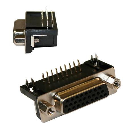 181-015-213R531 Norcomp 15 Way Right Angle PCB D-sub Connector Socket, 2.29mm Pitch, with 4-40 Inserts/Board Lock