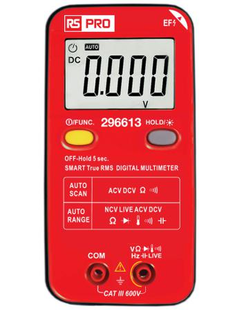 296-616 RS PRO Digital, LCD Digital Multimeter, 10A dc Max, 600V ac Max - UKAS Calibrated