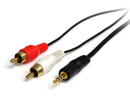 MU3MMRCA StarTech.com Male 3.5mm Stereo Jack to Male RCA x 2 Aux Cable, Black, 900mm
