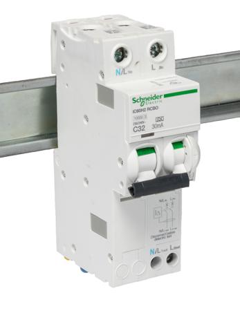 A9D11232 Schneider Electric RCBO, 32A Current Rating, 2P Poles, 30mA Trip Sensitivity, Acti 9 Range