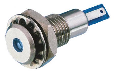 DX0505/BL/24 Bulgin Blue Panel Mount Indicator, 24V dc, 12.2mm Mounting Hole Size, Solder Tab Termination, IP67