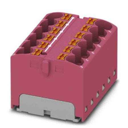 3273829 Phoenix Contact Distribution Block, 12 Way, 0.2 → 6mm², 32A, 450 V, Pink