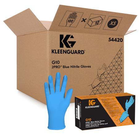 54420 Kimberly Clark G10 Blue Powdered Nitrile Disposable Gloves, Size XS, No, 1000 per Pack