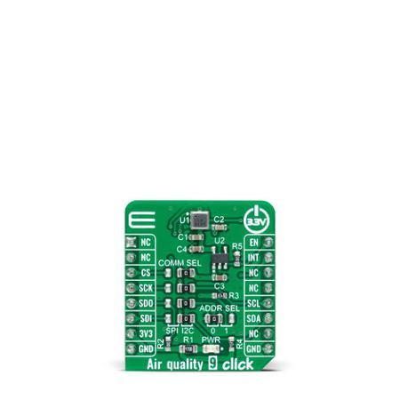 MIKROE-5060 MikroElektronika Air quality 9 Click Air Quality Sensor Add On Board for ENS160 mikroBUS Socket