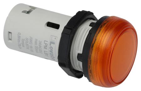 LPMLB1 Lovato, LPML, Panel Mount Orange LED Pilot Light, 22mm Cutout, IP66, IP67, IP69K, Round, 24V