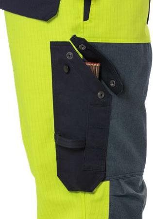 126510-171-136 Fristads 1584 FLAM Navy, Yellow Trousers Flame Resistant 120 cm C62 Leg Length 84cm