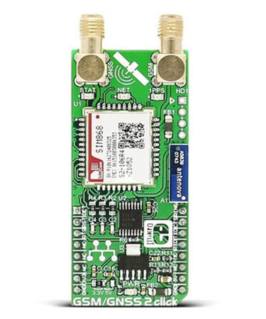 MIKROE-2440 MikroElektronika GSM/GNSS 2 Click SIM868 GLONASS (GNSS), GPS, Mobile Communication (Cellular) mikroBus Click Board