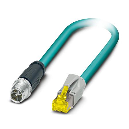 1002933 Phoenix ContactNBC, 300mm Cat6a, Light Blue M12 to Male RJ45 Male, Shielded Shielded, Terminated Polyurethane Sheath