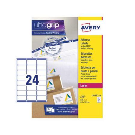 L7159-100 Avery White Adhesive High Visibility Label Sheet, Pack of 100Sheets