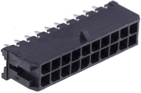 43045-2012 Molex MICRO-FIT 3.0 43045, 3mm Pitch, 20 Way, 2 Row, Straight PCB Header, Through Hole