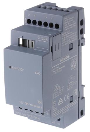 6ED1055-1MA00-0BA2 Siemens LOGO! Series I/O module for Use with LOGO! 8, LOGO! 8.2, 12 → 24 V dc Supply, 2-Input, Analogue Input