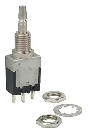 EB2065 NKK Switches Push Button Switch, On-On, Panel Mount, 6.35mm Cutout, SPDT, 125V ac