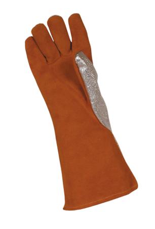 E4554-804 EDC PROTECTION E4554 Orange Leather Mechanical Protection Work Gloves, Aluminised Brontoguard Leather Coating