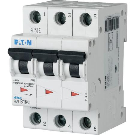 240887-FAZT-C2-3 Eaton xEffect FAZ MCB, 3P, 2A Curve C, 440V AC, 60V DC, 25 kA Breaking Capacity