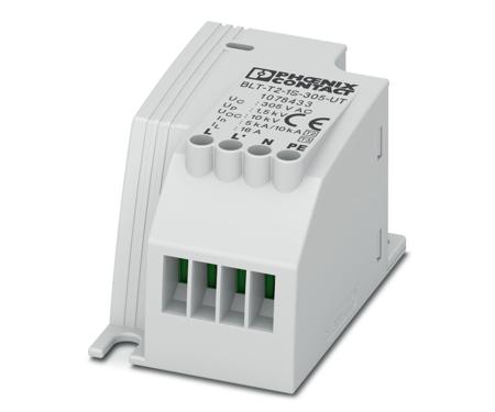 1078433 Phoenix Contact, BLT-T2-1S-305-UT Surge Suppressor Unit 100 → 230 V ac Maximum Voltage Rating 10kA Maximum Surge