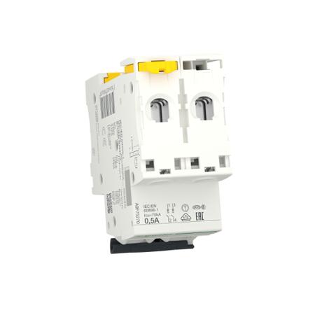 A9F75270 Schneider Electric Acti9 Acti9 iC60 MCB, 2P, 500mA Curve D, 400V AC, 125V DC, 6000 A Breaking Capacity