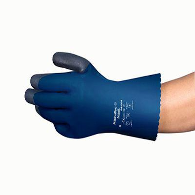 4004080 Ansell AlphaTec 04-004 Blue Cotton Chemical Resistant Gloves, Size 8, PVC Coating