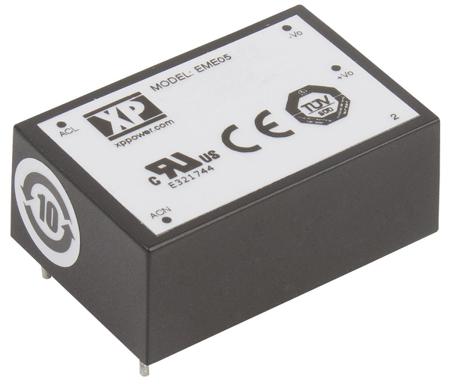EME05US48 XP Power Switching Power Supply, , 48V dc, 135mA, 5W, 1 Output, 85 → 264V ac Input Voltage