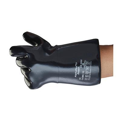 9022100 Ansell AlphaTec 09-022 Black Cotton, Jersey Chemical Resistant Work Gloves, Size 10, Neoprene Coating