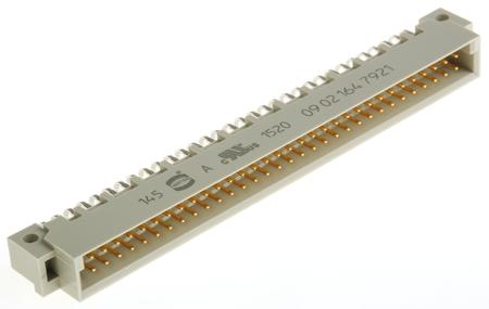 09021647921 HARTING 64 Way 2.54mm Pitch, Type B Class C3, 2 Row, Right Angle DIN 41612 Connector, Plug