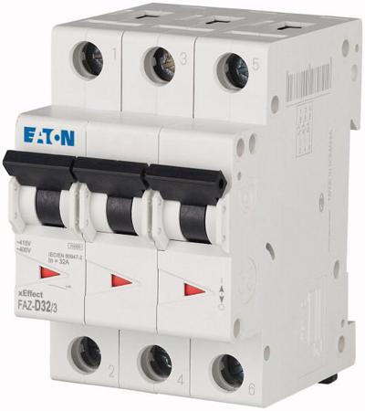278899 FAZ-D32/3 Eaton xEffect MCB, 3P, 32A Curve D, 240 → 415V AC, 10 kA Breaking Capacity