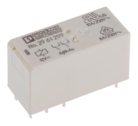 2961299 Phoenix Contact PCB Mount Power Relay, 12V dc Coil, 10A Switching Current, DPDT