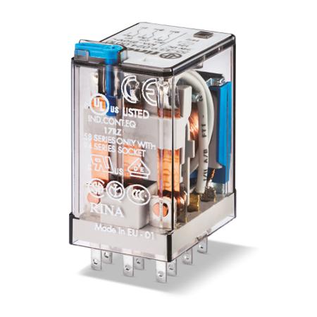553391100000 Finder Plug In Relay, 110V dc Coil, 10A Switching Current, 3PDT, 3PDT