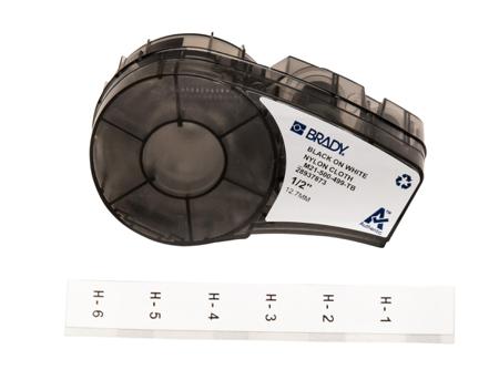 M21-500-499-TB Brady B-499 Nylon Cloth Black on White Label Printer Tape, 4.88 m Length, 12.7 mm Width