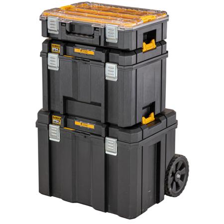 DWST83347-1 DeWALT TSTAK Shallow Box Plastic Tool Box, with 2 Wheels, 512 x 512 x 635mm