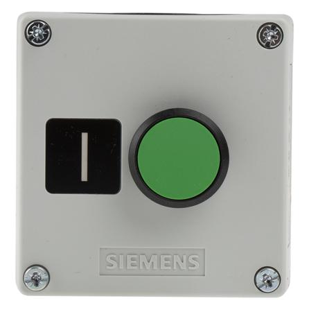 3SU1801-0AB00-2AB1 Siemens Push Button Control Station - SPST, Plastic, Green, I, IP66, IP67, IP69