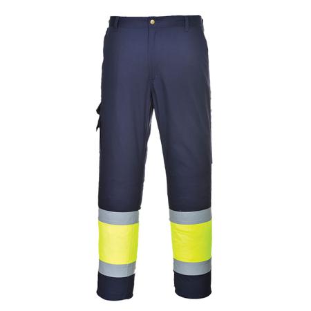 E049YNRM Portwest E049 Yellow/Navy Stain Resistant Hi Vis Trousers, 84 → 88cm Waist Size