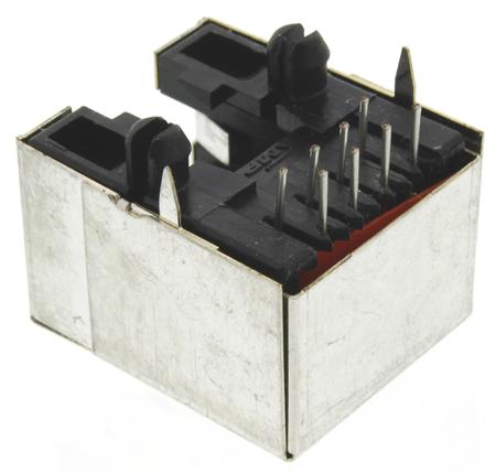 106066-2 TE Connectivity Cat3 8 Way Right Angle Through Hole Shielded RJ45 Connector Female