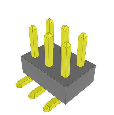 TMMH-103-01-S-DV-TR Samtec TMMH Series Right Angle Through Hole PCB Header, 6 Contact(s), 2 mm Pitch, 2 Row, Unshrouded