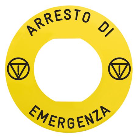 ZBY9630M Marked Label for Use with Push Button, ARRESTO DI EMERGENZA, Emergency Stop
