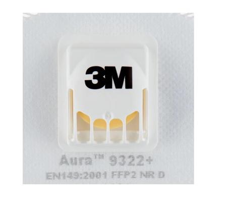 7100258909 3M Aura+ Series Disposable Face Mask for General Purpose Protection, FFP2, Valved, Fold Flat, 10 per Package
