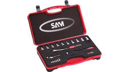 75-SR31B SAM 30-Piece Imperial 1/4 and 1/2 in Standard Socket Set with Ratchet, Torx Bit