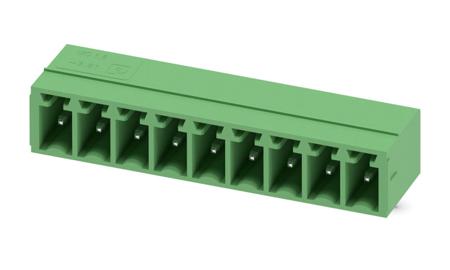 1803345 Phoenix Contact, 3.81mm Pitch, MC 1.5/ 9-G-3.81, 9 Way, Right Angle, Pluggable Terminal Block, Header, Through Hole,